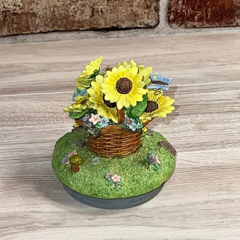 WoW! Adorable Vintage Sunflowers Mushrooms Butterfly And Flowers Candle Topper
